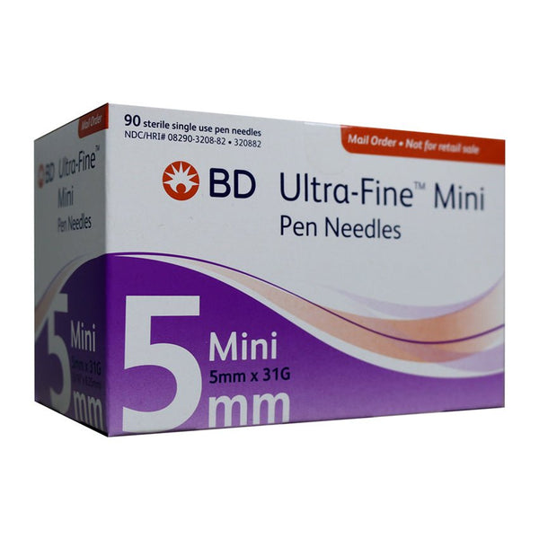 BD Ultra-Fine Mini Pen Needles 31G x 5mm – 90 sterile, disposable insulin pen needles for accurate, pain-free diabetes injections.