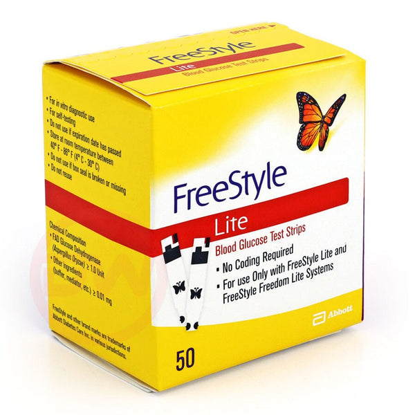 FreeStyle Lite 50 Test Strips for fast, accurate, and reliable blood glucose monitoring for Type 1 and Type 2 diabetes