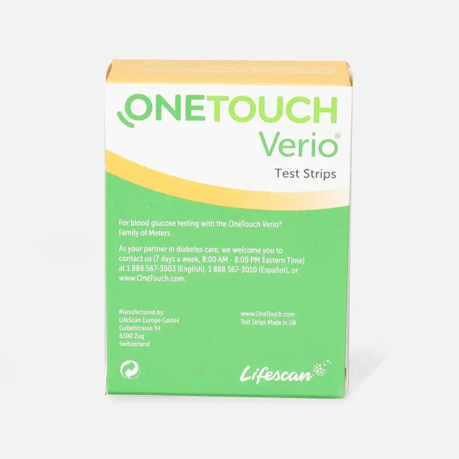 OneTouch Verio glucose monitoring strips 100 count pack